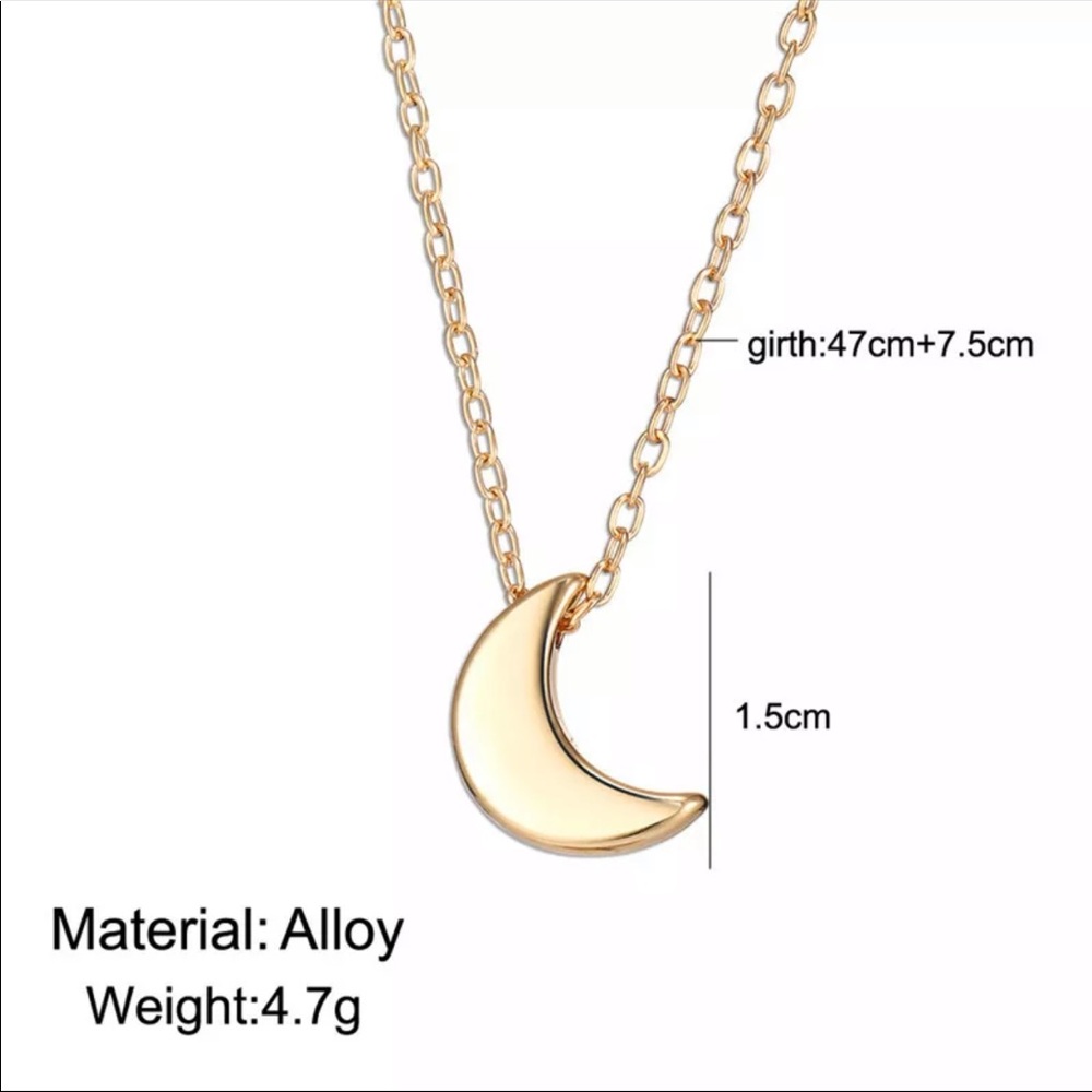 2/$10 NEW! Dainty Moon Necklace Pendant Cute Gold Simple Bohemian - Picture 6 of 6